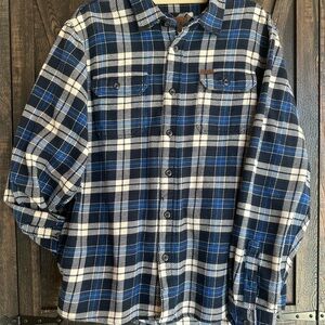 Orvis Navy and White Flannel Men's Shacket